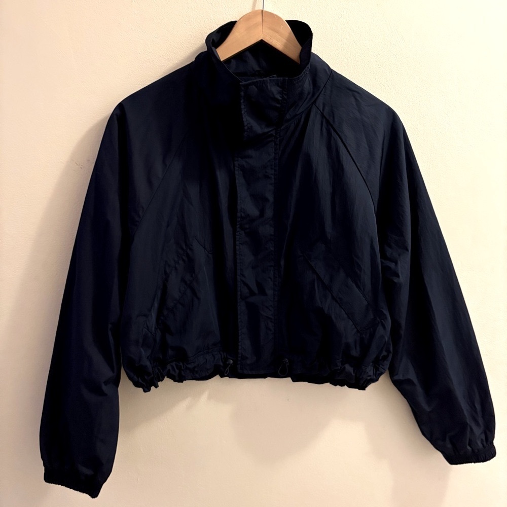 AERIE OFFLINE  Nylon Full Zip Navy Blue Full Zip Jacker Small Layering Fall - Picture 2 of 6